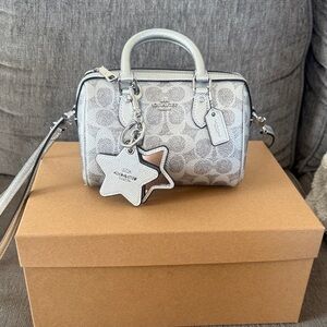 Rare Boxed Mini Rowan Crossbody Bag And Mirror Bag Charm Set In Signature Canvas
